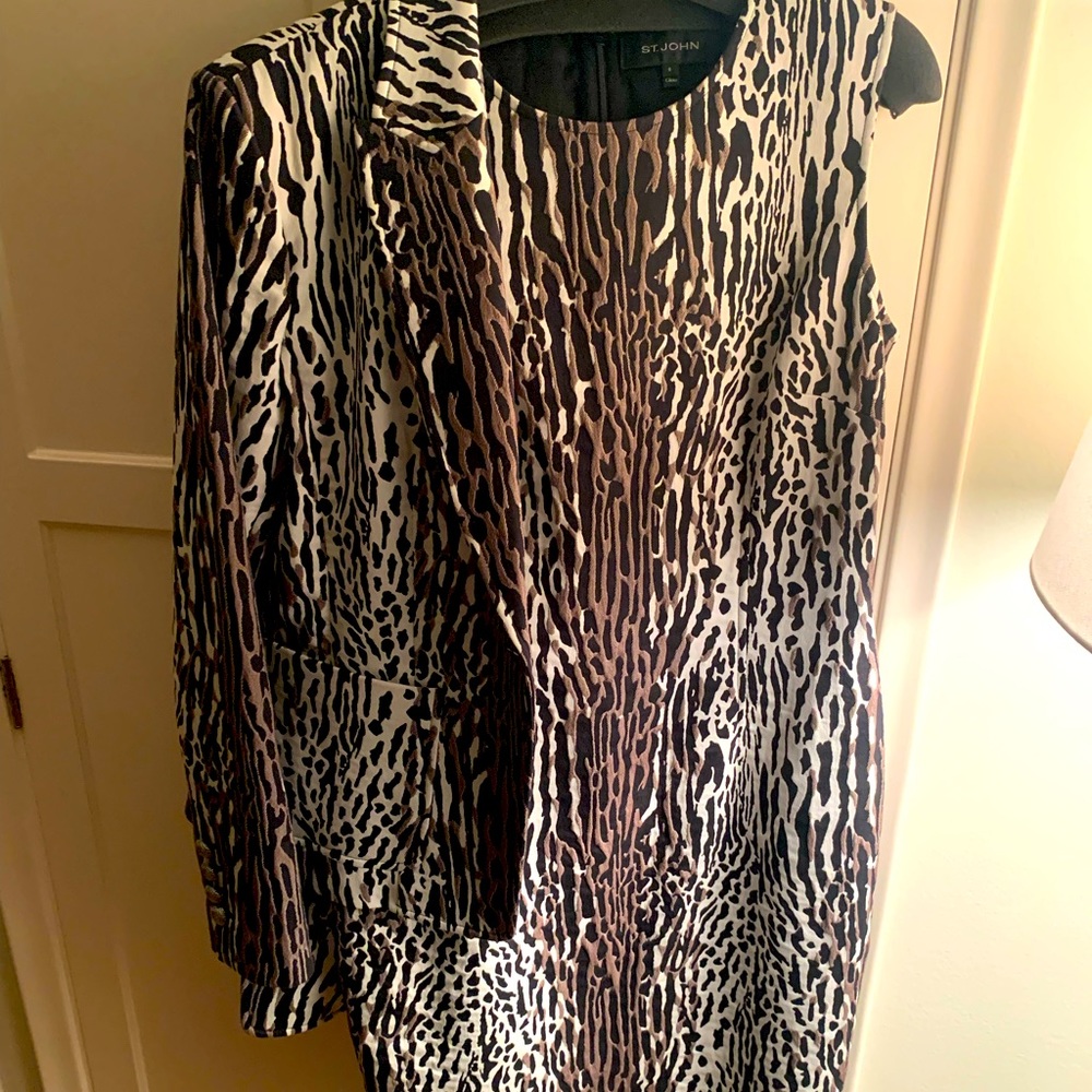 St John animal print dress and matching jacket size 8